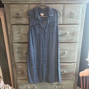 J. Jill Gray Mini Dress Sleeveless Mandarin Collar Casual